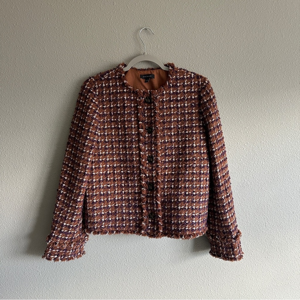 Ann Taylor Rust Tweed Bouclé Jacket